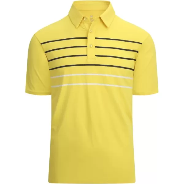 Alex Vando Mens Striped Golf Shirt Moisture Wicking Quick-Dry Sports Polo Shirts