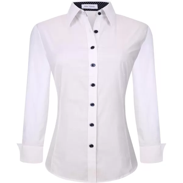 Alex Vando Womens Dress Shirts Wrinkle Free Regular Fit Long Sleeve Stretch Work Shirt