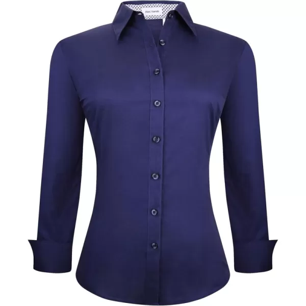 Alex Vando Womens Dress Shirts Wrinkle Free Regular Fit Long Sleeve Stretch Work Shirt
