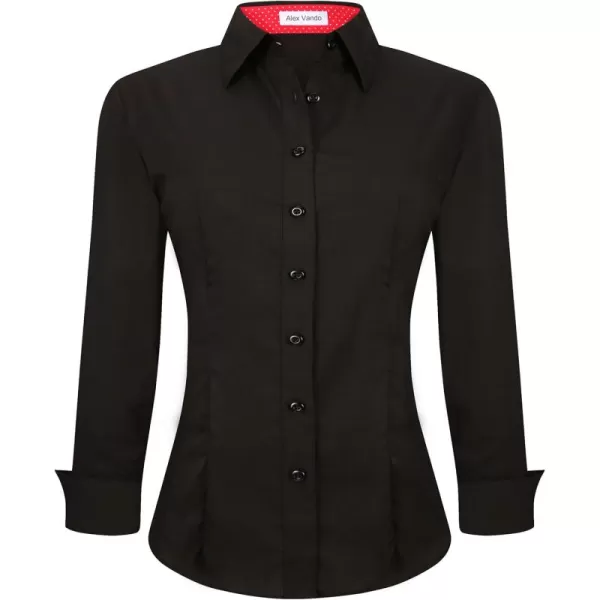 Alex Vando Womens Dress Shirts Wrinkle Free Regular Fit Long Sleeve Stretch Work Shirt