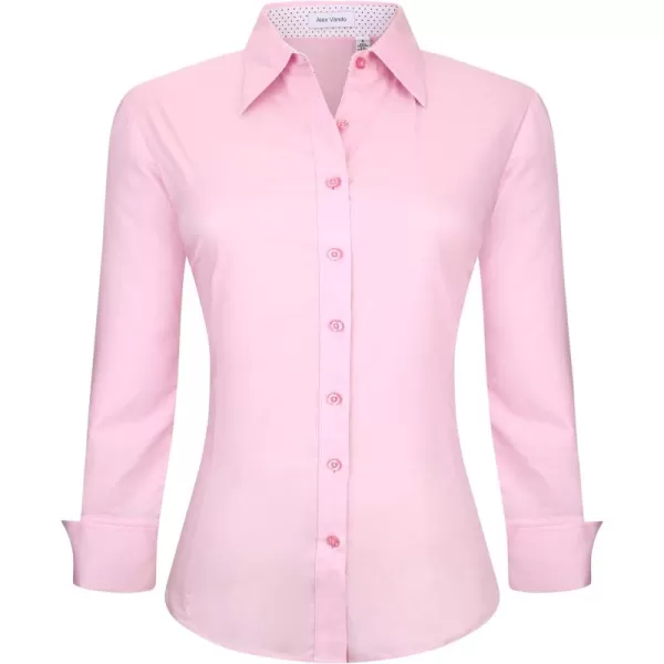 Alex Vando Womens Dress Shirts Wrinkle Free Regular Fit Long Sleeve Stretch Work Shirt