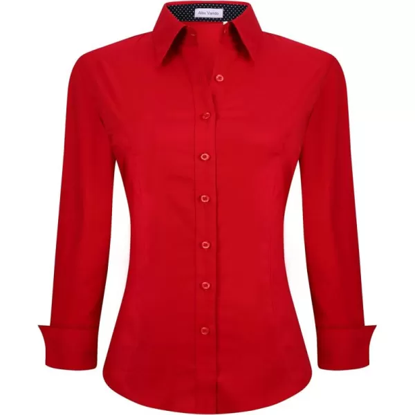 Alex Vando Womens Dress Shirts Wrinkle Free Regular Fit Long Sleeve Stretch Work Shirt