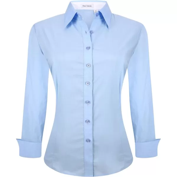 Alex Vando Womens Dress Shirts Wrinkle Free Regular Fit Long Sleeve Stretch Work Shirt