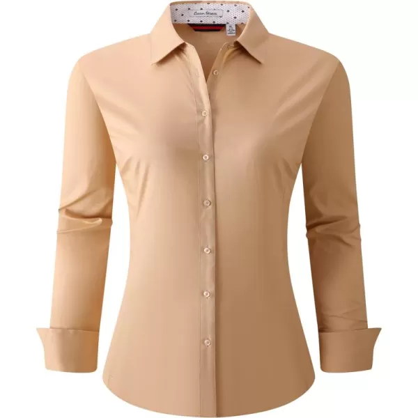 Alex Vando Womens Dress Shirts Wrinkle Free Regular Fit Long Sleeve Stretch Work Shirt