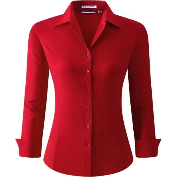 Alex Vando Womens Dress Shirts Wrinkle Free Regular Fit Long Sleeve Stretch Work Shirt