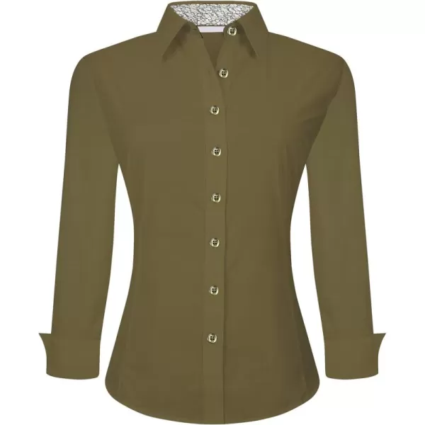 Alex Vando Womens Dress Shirts Wrinkle Free Regular Fit Long Sleeve Stretch Work Shirt