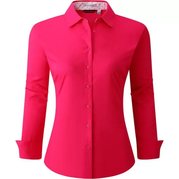 Alex Vando Womens Dress Shirts Wrinkle Free Regular Fit Long Sleeve Stretch Work Shirt