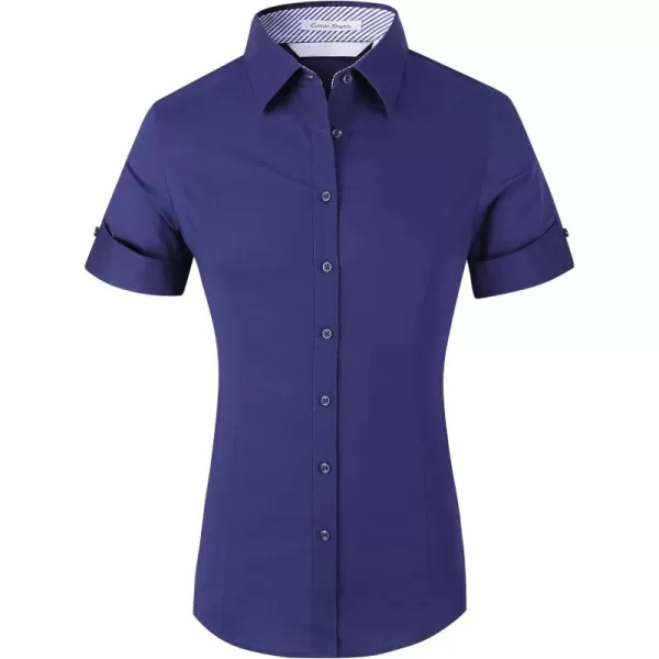 Alex Vando Womens Dress Shirts Wrinkle Free Regular Fit Long Sleeve Stretch Work Shirt