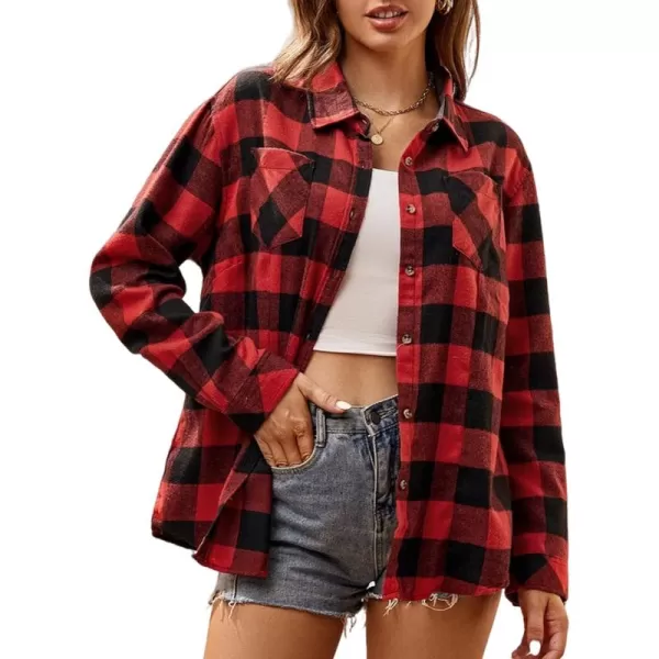 Alex Vando Womens Flannel Shirt Regular Long Sleeve Button Down Flannel Shirts for Women
