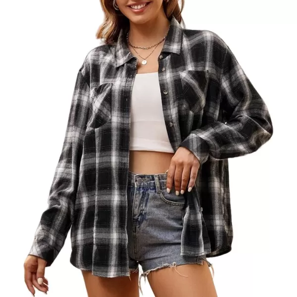 Alex Vando Womens Flannel Shirt Regular Long Sleeve Button Down Flannel Shirts for Women