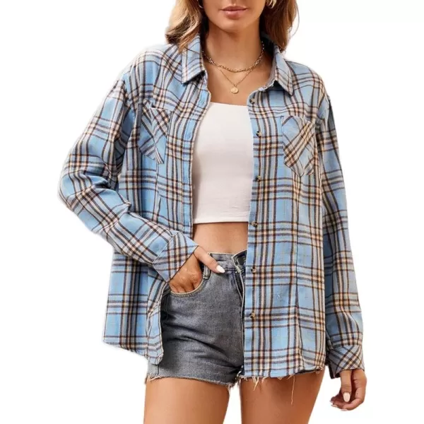 Alex Vando Womens Flannel Shirt Regular Long Sleeve Button Down Flannel Shirts for Women