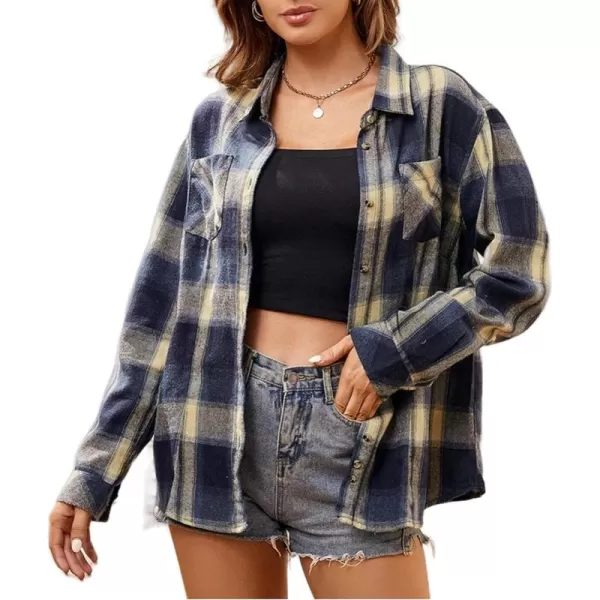 Alex Vando Womens Flannel Shirt Regular Long Sleeve Button Down Flannel Shirts for Women
