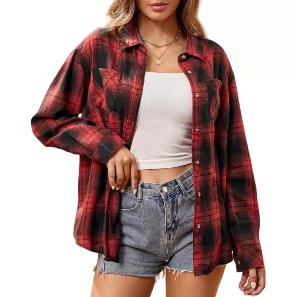 Alex Vando Womens Flannel Shirt Regular Long Sleeve Button Down Flannel Shirts for Women