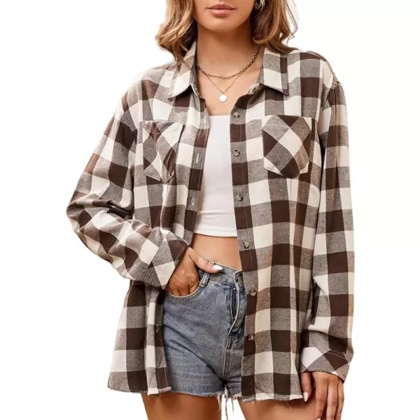 Alex Vando Womens Flannel Shirt Regular Long Sleeve Button Down Flannel Shirts for Women