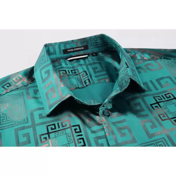 Alex Vando Mens Digital Printing Dress Shirts Iron-Free Regular Fit Party Button Down Shirt