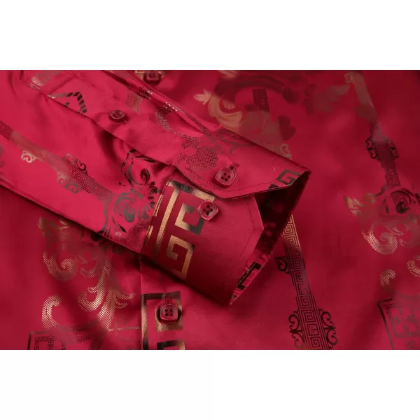 Alex Vando Mens Digital Printing Dress Shirts Iron-Free Regular Fit Party Button Down Shirt