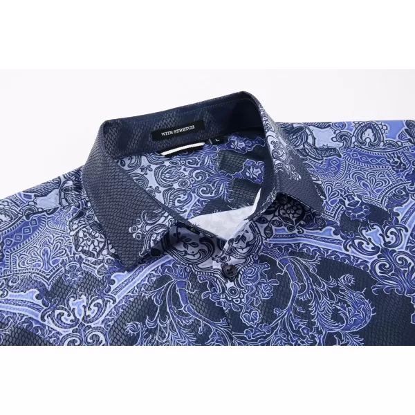 Alex Vando Mens Digital Printing Dress Shirts Iron-Free Regular Fit Party Button Down Shirt
