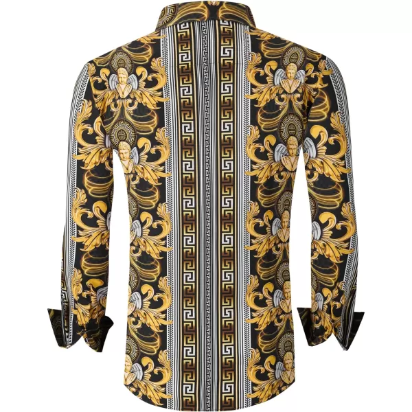 Alex Vando Mens Digital Printing Dress Shirts Iron-Free Regular Fit Party Button Down Shirt