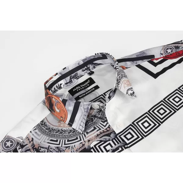 Alex Vando Mens Digital Printing Dress Shirts Iron-Free Regular Fit Party Button Down Shirt