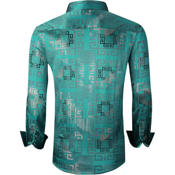 Alex Vando Mens Digital Printing Dress Shirts Iron-Free Regular Fit Party Button Down Shirt