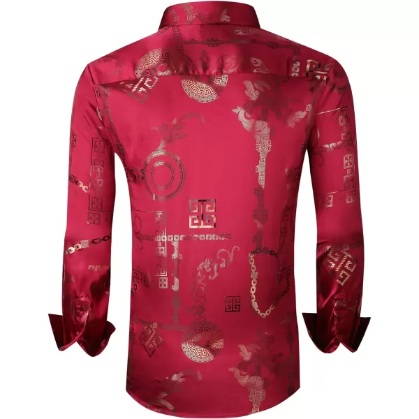 Alex Vando Mens Digital Printing Dress Shirts Iron-Free Regular Fit Party Button Down Shirt