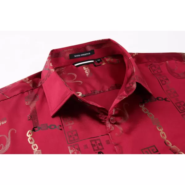 Alex Vando Mens Digital Printing Dress Shirts Iron-Free Regular Fit Party Button Down Shirt