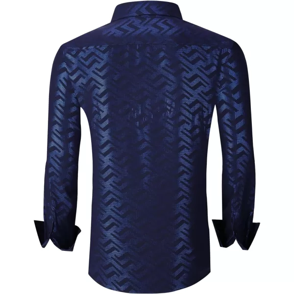 Alex Vando Mens Digital Printing Dress Shirts Iron-Free Regular Fit Party Button Down Shirt
