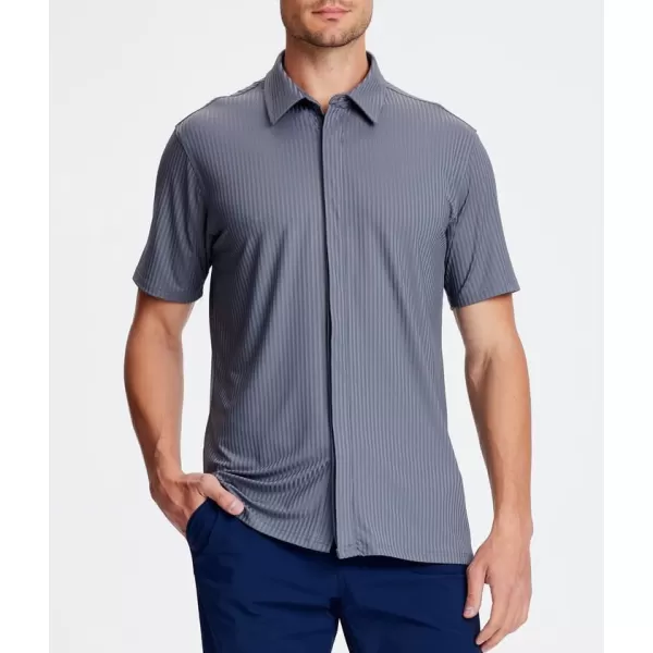 Alex Vando Mens Nylon 4-Way Stretch Dress Shirts Ribbed Knitted Shirt for Men