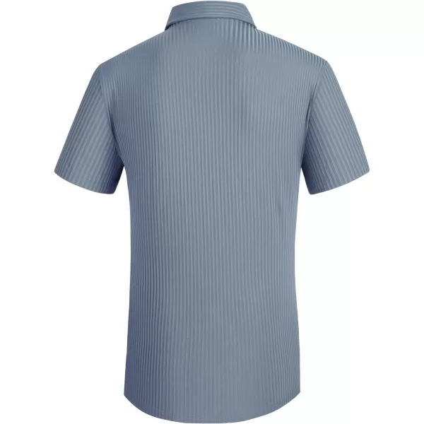 Alex Vando Mens Nylon 4-Way Stretch Dress Shirts Ribbed Knitted Shirt for Men