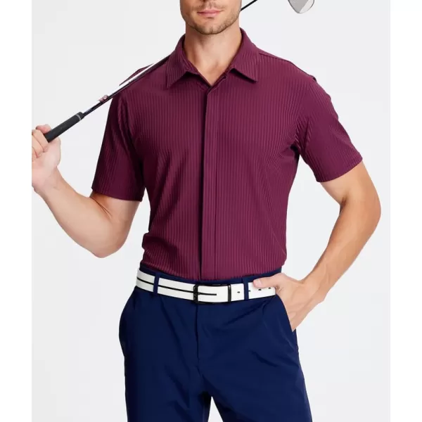 Alex Vando Mens Nylon 4-Way Stretch Dress Shirts Ribbed Knitted Shirt for Men