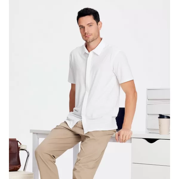 Alex Vando Mens Nylon 4-Way Stretch Dress Shirts Ribbed Knitted Shirt for Men