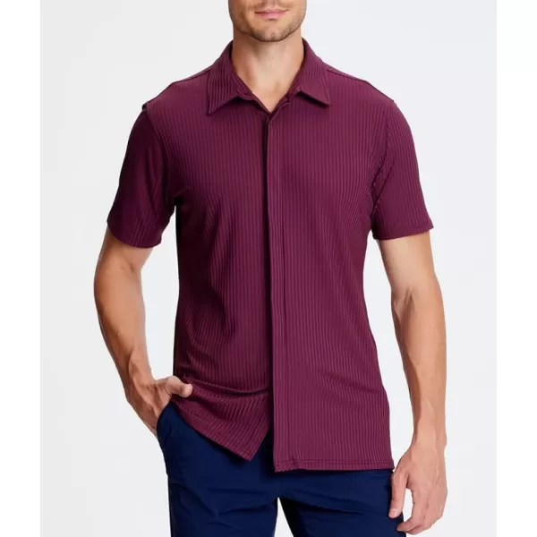 Alex Vando Mens Nylon 4-Way Stretch Dress Shirts Ribbed Knitted Shirt for Men