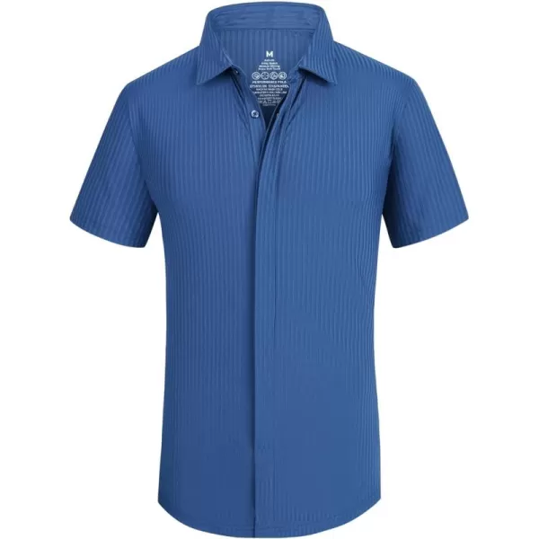 Alex Vando Mens Nylon 4-Way Stretch Dress Shirts Ribbed Knitted Shirt for Men
