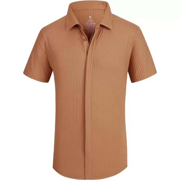 Alex Vando Mens Nylon 4-Way Stretch Dress Shirts Ribbed Knitted Shirt for Men