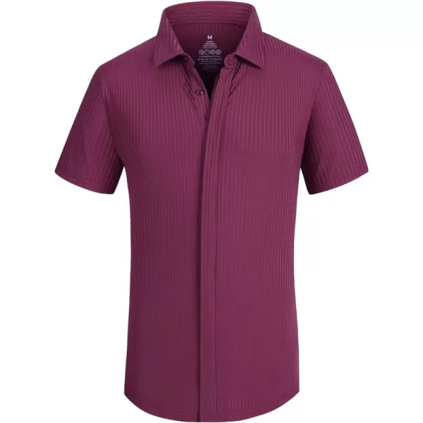 Alex Vando Mens Nylon 4-Way Stretch Dress Shirts Ribbed Knitted Shirt for Men