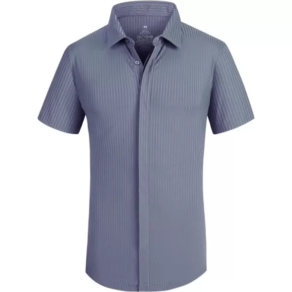 Alex Vando Mens Nylon 4-Way Stretch Dress Shirts Ribbed Knitted Shirt for Men