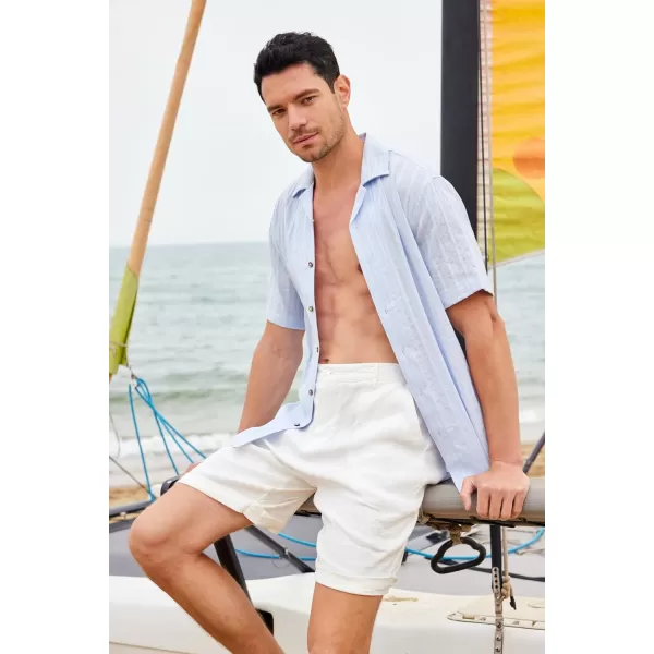 Alex Vando Mens Cotton Jacquard Camp Shirt Short Sleeve Summer Vocation Casual Shirts