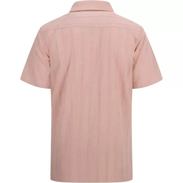 Alex Vando Mens Cotton Jacquard Camp Shirt Short Sleeve Summer Vocation Casual Shirts
