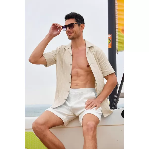 Alex Vando Mens Cotton Jacquard Camp Shirt Short Sleeve Summer Vocation Casual Shirts