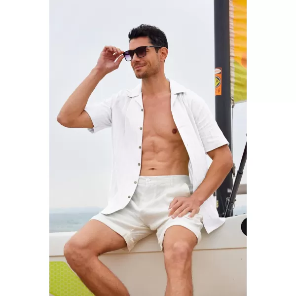 Alex Vando Mens Cotton Jacquard Camp Shirt Short Sleeve Summer Vocation Casual Shirts
