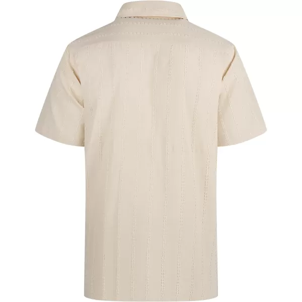 Alex Vando Mens Cotton Jacquard Camp Shirt Short Sleeve Summer Vocation Casual Shirts