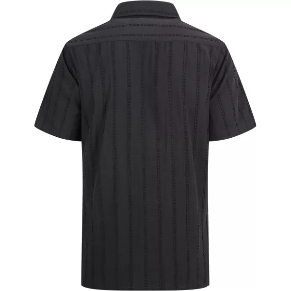 Alex Vando Mens Cotton Jacquard Camp Shirt Short Sleeve Summer Vocation Casual Shirts