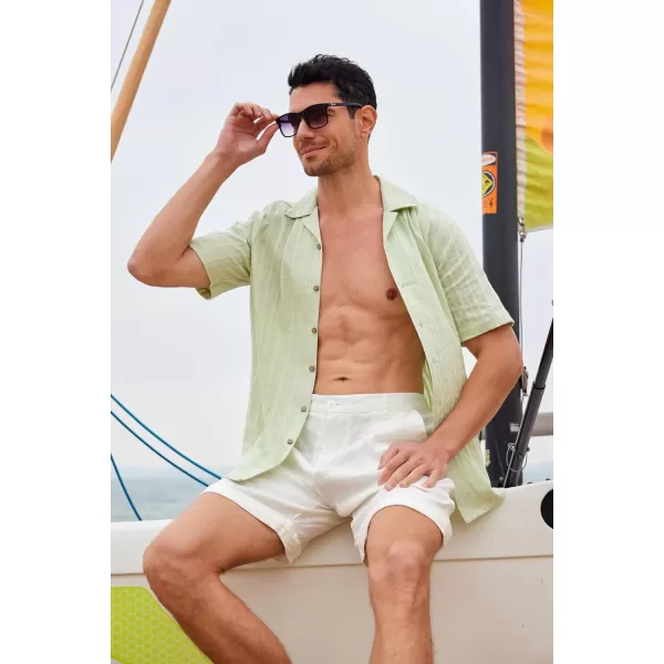 Alex Vando Mens Cotton Jacquard Camp Shirt Short Sleeve Summer Vocation Casual Shirts