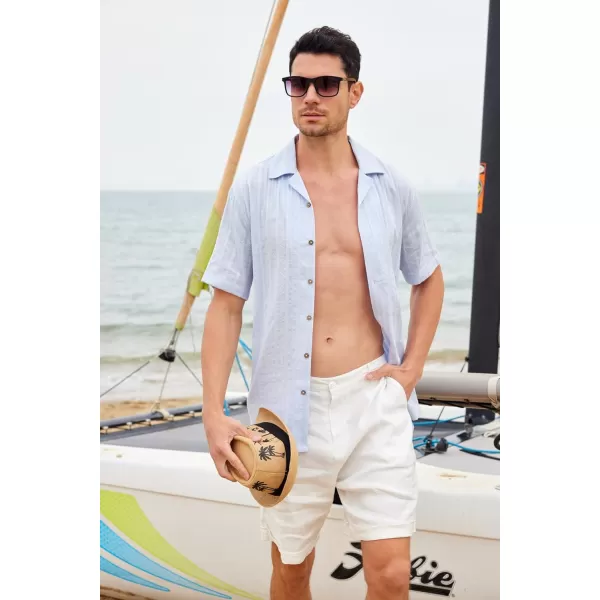 Alex Vando Mens Cotton Jacquard Camp Shirt Short Sleeve Summer Vocation Casual Shirts