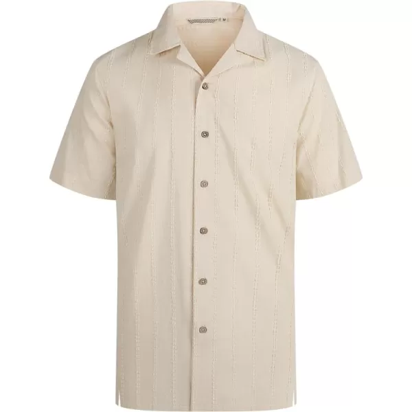 Alex Vando Mens Cotton Jacquard Camp Shirt Short Sleeve Summer Vocation Casual Shirts