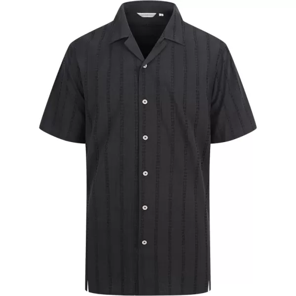 Alex Vando Mens Cotton Jacquard Camp Shirt Short Sleeve Summer Vocation Casual Shirts