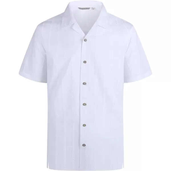 Alex Vando Mens Cotton Jacquard Camp Shirt Short Sleeve Summer Vocation Casual Shirts