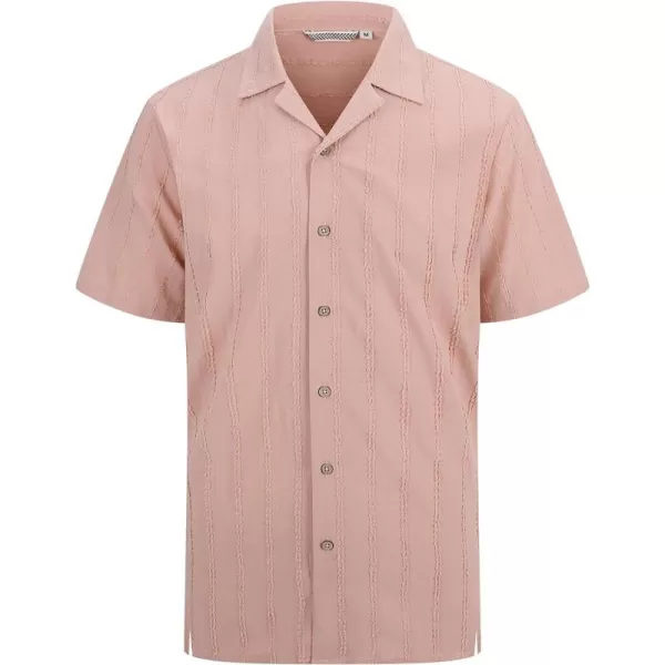 Alex Vando Mens Cotton Jacquard Camp Shirt Short Sleeve Summer Vocation Casual Shirts