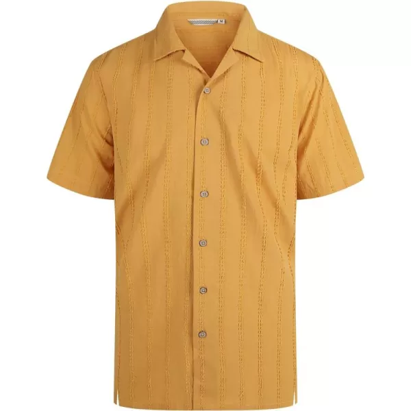 Alex Vando Mens Cotton Jacquard Camp Shirt Short Sleeve Summer Vocation Casual Shirts