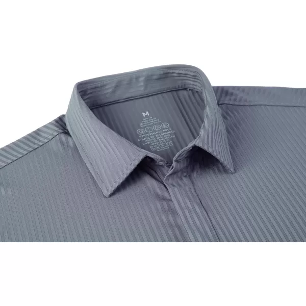 Alex Vando Mens Nylon Dress Shirts 8-Way Stretch Wrinkle Free Moisture Wicking Ribbed Knitted Shirt for Men